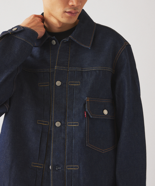 Levi's（リーバイス）の「Levi’s(R) / リーバイス 別注 TYPE1 ブランケット ライニング トラッカー（デニムジャケット・メンズ・ネイビー・SMALL/X-LARGE/LARGE/MEDIUM）」の3枚目の写真