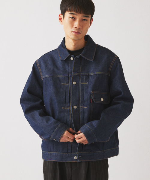 Levi's（リーバイス）の「Levi’s(R) / リーバイス 別注 TYPE1 ブランケット ライニング トラッカー（デニムジャケット・メンズ・ネイビー・SMALL/X-LARGE/LARGE/MEDIUM）」の4枚目の写真
