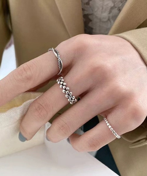tunee(チュニー)の「【456904】デインティリング3点セット(RZ)(リング・レディース・シルバー系1/シルバー系2/シルバー系3・FREE)」の2枚目の写真