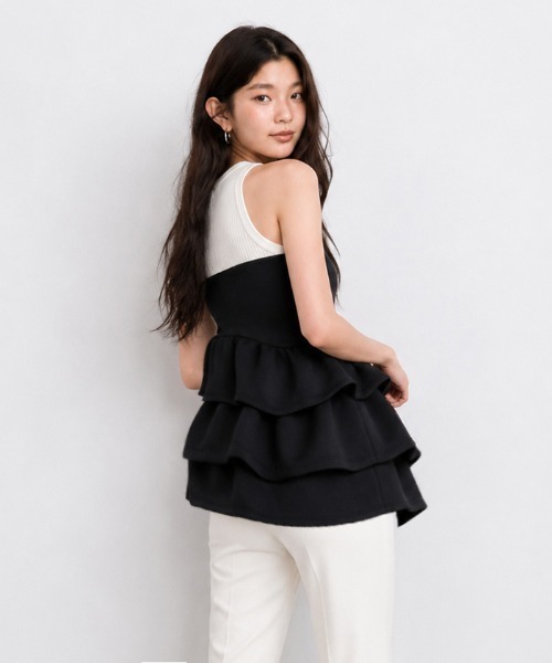 by LEGNA(バイレグナ)の「フリルビスチェ(チューブトップ・レディース・アイボリー/ブラック・MEDIUM/LARGE/SMALL)」の8枚目の写真