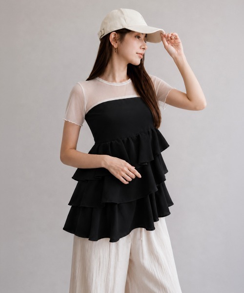 by LEGNA(バイレグナ)の「フリルビスチェ(チューブトップ・レディース・アイボリー/ブラック・MEDIUM/LARGE/SMALL)」の12枚目の写真