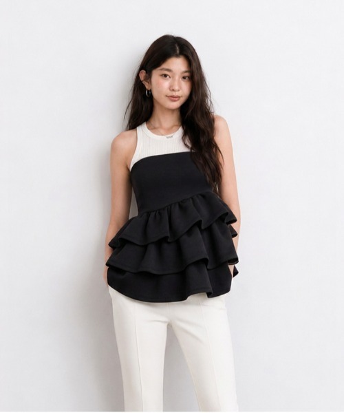 by LEGNA(バイレグナ)の「フリルビスチェ(チューブトップ・レディース・アイボリー/ブラック・MEDIUM/LARGE/SMALL)」の14枚目の写真