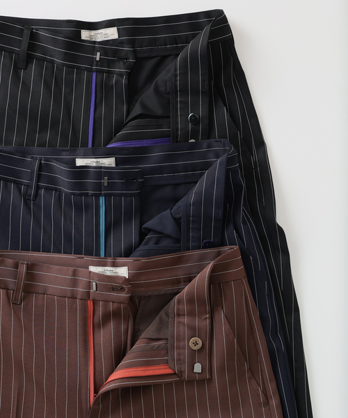 JOURNAL STANDARD relume(ジャーナルスタンダード レリューム)の「カラージップ ストライプスラックス(スラックス・メンズ・ネイビー/ブラウン/ブラック・MEDIUM/LARGE)」の4枚目の写真