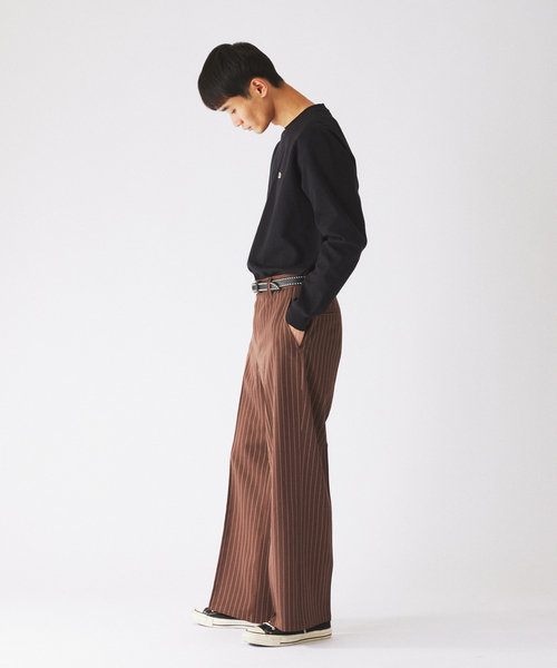 JOURNAL STANDARD relume(ジャーナルスタンダード レリューム)の「カラージップ ストライプスラックス(スラックス・メンズ・ネイビー/ブラウン/ブラック・MEDIUM/LARGE)」の16枚目の写真