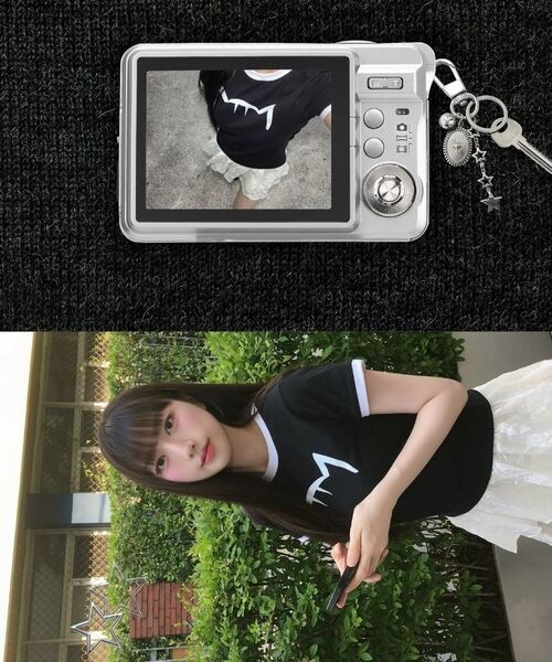 KIKIMIMI(キキミミ)の「クロップリンガーキティビッグロゴTシャツ(ブラック)(Tシャツ/カットソー・レディース・ブラック・FREE)」の2枚目の写真