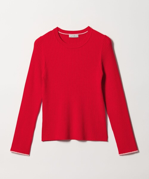 green label relaxing（グリーンレーベルリラクシング）の「【WEB限定】＜at ease＞ソデサキ バイカラー プルオーバー ニット 2（ニット/セーター・レディース・ブラック/ベージュ/レッド/パープル/ダークグレー/オフホワイト/ネイビー・FREE）」の7枚目の写真