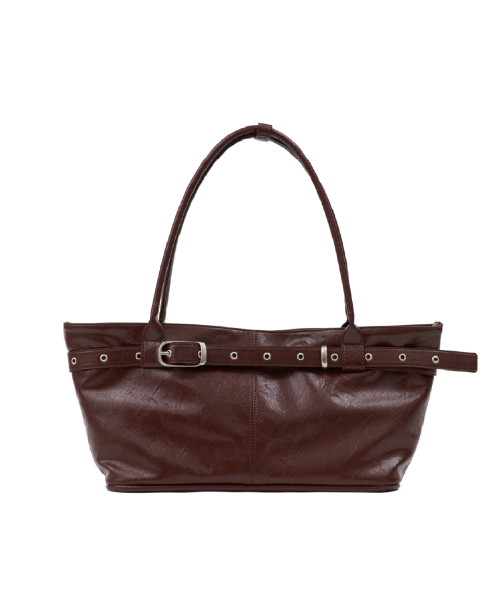 YEOMIMの「belted boat bag (crack burgundy)(ショルダーバッグ・レディース・その他・FREE)」の1枚目の写真