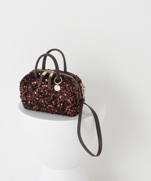 NATURAL BEAUTY BASIC(ナチュラルビューティーベーシック)の「スパングルミニボストンバッグ(ボストンバッグ・レディース・シルバー/ブラック/ダークブラウン・-)」の2枚目の写真