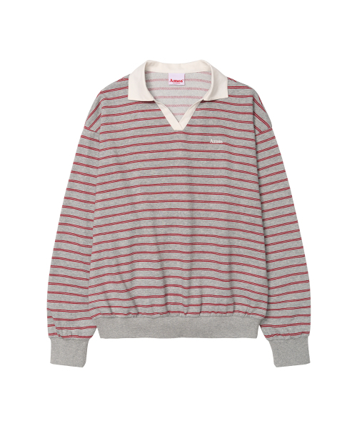 AMESWORLDWIDE（アメスワールドワイド）の「V NECK COLLAR STRIPE SWEATSHIRT GREY（スウェット・レディース・その他・FREE）」の8枚目の写真