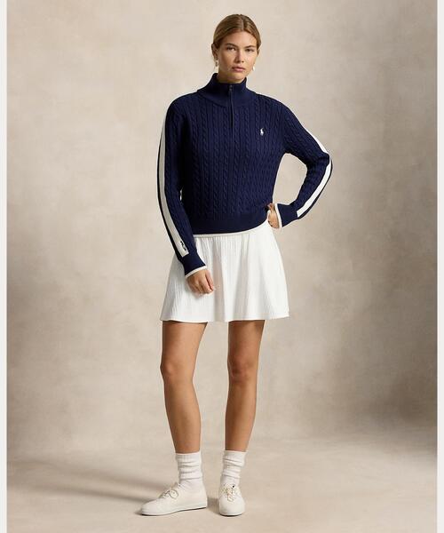 POLO GOLF(ポロ ゴルフ)の「ケーブルニット クォータージップ セーター(ニット/セーター・レディース・ネイビー系1・S/M/XS)」の3枚目の写真