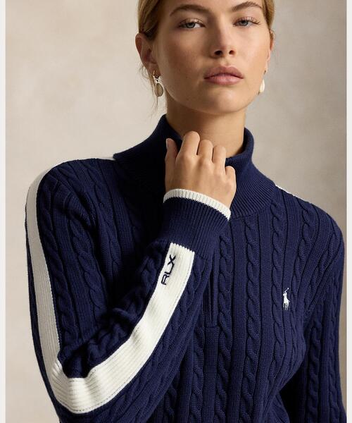 POLO GOLF(ポロ ゴルフ)の「ケーブルニット クォータージップ セーター(ニット/セーター・レディース・ネイビー系1・S/M/XS)」の5枚目の写真