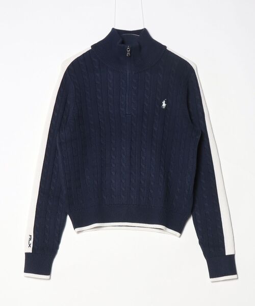 POLO GOLF(ポロ ゴルフ)の「ケーブルニット クォータージップ セーター(ニット/セーター・レディース・ネイビー系1・S/M/XS)」の6枚目の写真