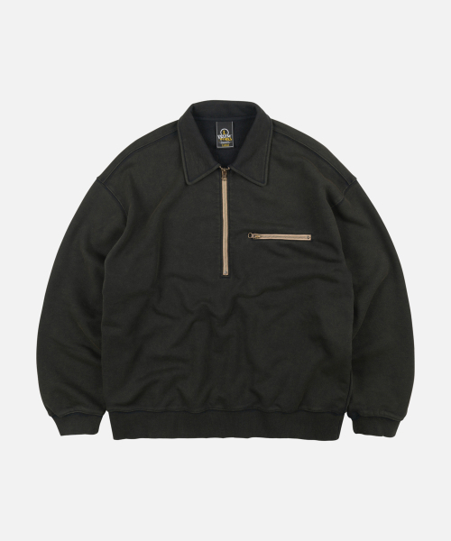 FRIZMWORKS(フリズムワークス)の「VINTAGE DYEING HALF ZIP SWEAT _ VINTAGE BLACK(スウェット・メンズ・その他・SMALL/MEDIUM/LARGE/X-LARGE)」の1枚目の写真