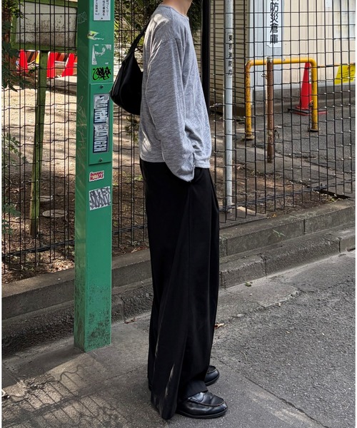Never mind the XU / Chikashitsu+(ネバーマインド ザ エックスユー / チカシツプラス)の「【Chikashitsu +】summer slub long sleeve (3color) / 【チカシツプラス】サマースラブ長袖Tシャツ(Tシャツ/カットソー・メンズ・チャコール/グレー/ブラック・ONE SIZE)」の8枚目の写真
