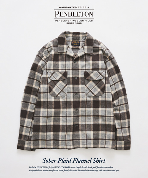 PENDLETON（ペンドルトン）の「PENDLETON / ペンドルトン 別注 チェックフランネルシャツ（シャツ/ブラウス・メンズ・チャコールグレー/ブラウン/ブラック系その他/ライトグリーン・LARGE/MEDIUM）」の2枚目の写真