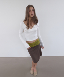 LACE WAIST SKIRT (OLIVE+BROWN)