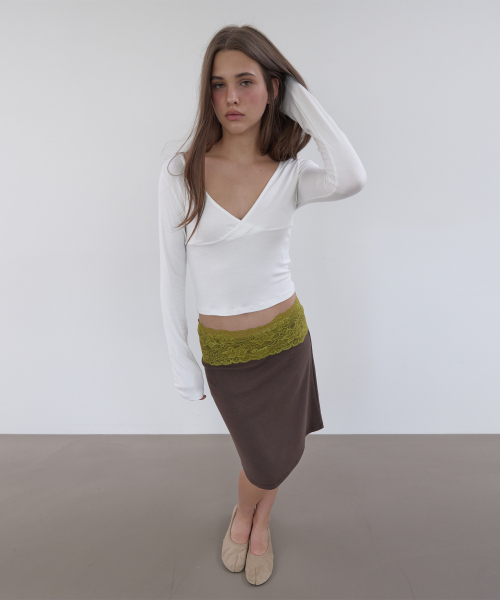 ASURA（アスラ）の「LACE WAIST SKIRT (OLIVE+BROWN)（スカート・レディース・その他・OS）」の2枚目の写真