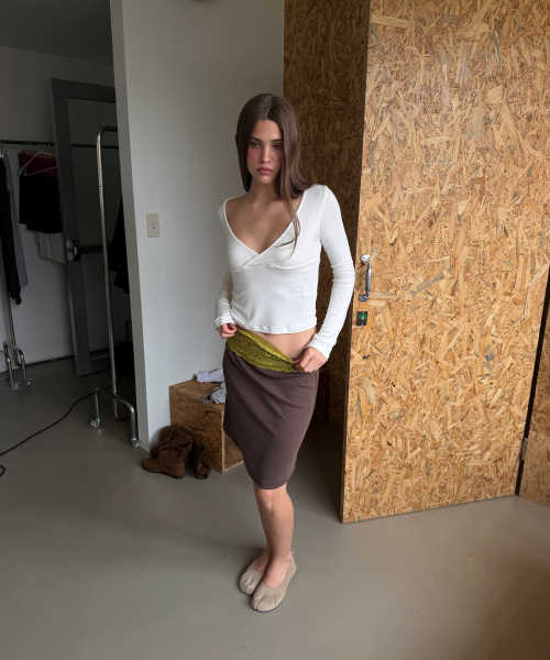 ASURA（アスラ）の「LACE WAIST SKIRT (OLIVE+BROWN)（スカート・レディース・その他・OS）」の3枚目の写真