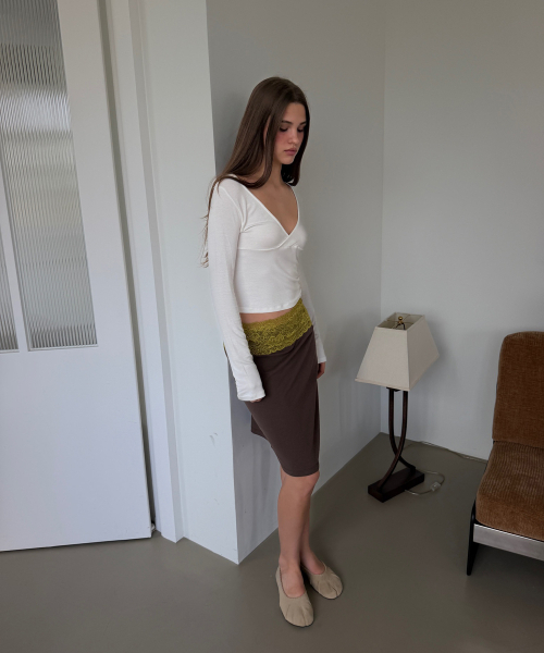 ASURA（アスラ）の「LACE WAIST SKIRT (OLIVE+BROWN)（スカート・レディース・その他・OS）」の4枚目の写真