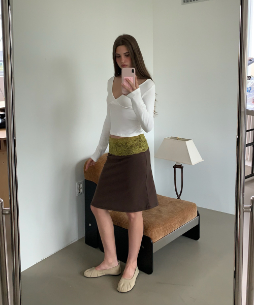 ASURA（アスラ）の「LACE WAIST SKIRT (OLIVE+BROWN)（スカート・レディース・その他・OS）」の5枚目の写真