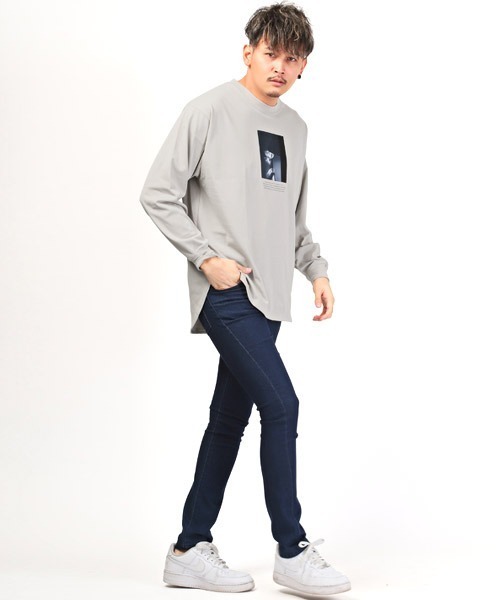 LUXSTYLE(ラグスタイル)の「シルケットライクアートフォトプリントBIGロンT(Tシャツ/カットソー・メンズ・グレイッシュベージュ・M)」の2枚目の写真
