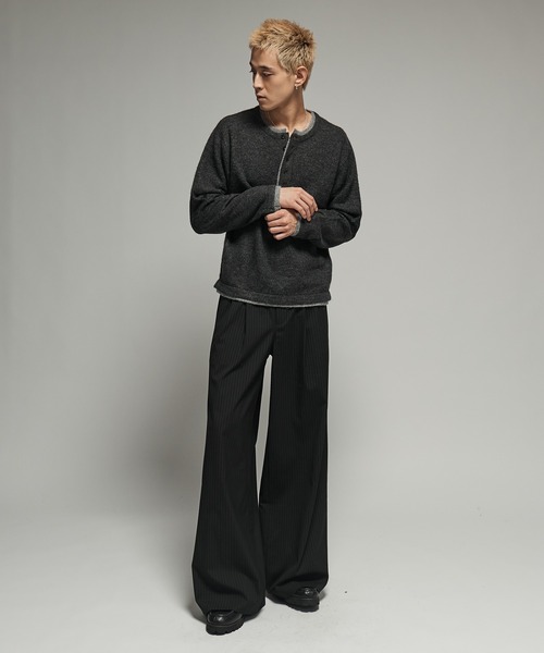SINSS(シンス)の「Wool blend layered henley knit / ウールブレンドレイヤードヘンリーニット(ニット/セーター・メンズ・グリーン/ネイビー/ベージュ/チャコール・MEDIUM/X-SMALL/LARGE/SMALL)」の8枚目の写真
