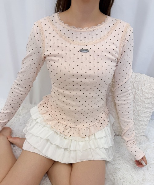 frunco(フランコ)の「レイヤードットロンT(Tシャツ/カットソー・レディース・ホワイト/ピンク・FREE)」の9枚目の写真