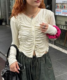 2WAYクシュクシュシャーリングリブトップス
