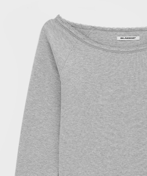 BLACKUP（ブラックアップ）の「[MADE] ムネンレースボートネック長袖Tシャツ（Tシャツ/カットソー・レディース・グレー/ブルーグリーン/チャコール/ホワイト・FREE）」の22枚目の写真