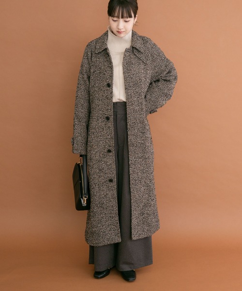 ITEMS URBANRESEARCH(アイテムズ アーバンリサーチ)の「ツイードロングコート(その他アウター・レディース・ブラウン/ブラック・FREE)」の4枚目の写真