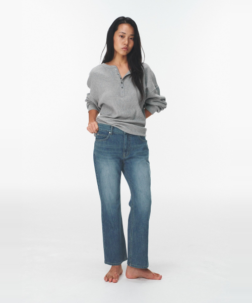 BLUEBRICK(ブルーブリック)の「ワッフルヘンリーネックTシャツ(全3色)(Tシャツ/カットソー・レディース・ライトグレー/ネイビー/アイボリー・FREE)」の12枚目の写真