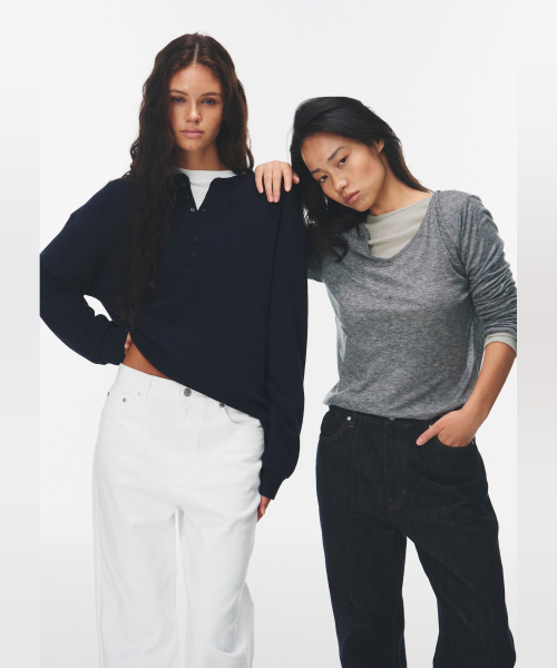 BLUEBRICK(ブルーブリック)の「ワッフルヘンリーネックTシャツ(全3色)(Tシャツ/カットソー・レディース・ライトグレー/ネイビー/アイボリー・FREE)」の18枚目の写真