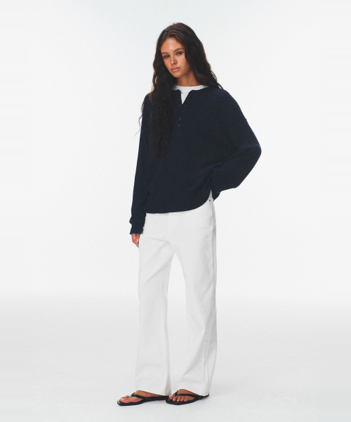 BLUEBRICK(ブルーブリック)の「ワッフルヘンリーネックTシャツ(全3色)(Tシャツ/カットソー・レディース・ライトグレー/ネイビー/アイボリー・FREE)」の20枚目の写真