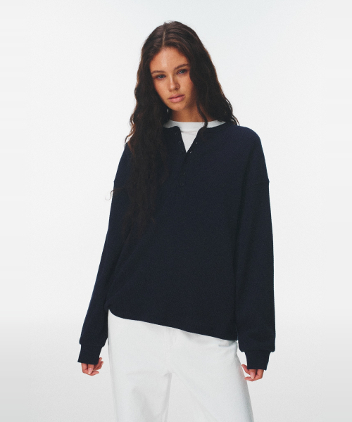 BLUEBRICK(ブルーブリック)の「ワッフルヘンリーネックTシャツ(全3色)(Tシャツ/カットソー・レディース・ライトグレー/ネイビー/アイボリー・FREE)」の22枚目の写真