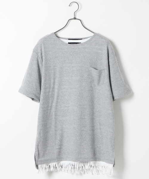 RAGEBLUE(レイジブルー)の「リンクスジャガードTシャツ/721603(Tシャツ/カットソー・メンズ・ブルー/グレー/オリーブ/キャメル/ホワイト・MEDIUM/LARGE)」の2枚目の写真