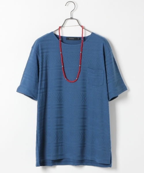 RAGEBLUE(レイジブルー)の「リンクスジャガードTシャツ/721603(Tシャツ/カットソー・メンズ・ブルー/グレー/オリーブ/キャメル/ホワイト・MEDIUM/LARGE)」の4枚目の写真