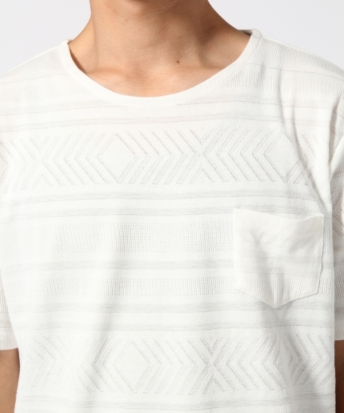 RAGEBLUE(レイジブルー)の「リンクスジャガードTシャツ/721603(Tシャツ/カットソー・メンズ・ブルー/グレー/オリーブ/キャメル/ホワイト・MEDIUM/LARGE)」の8枚目の写真