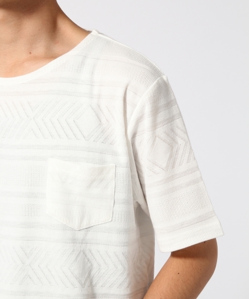 RAGEBLUE(レイジブルー)の「リンクスジャガードTシャツ/721603(Tシャツ/カットソー・メンズ・ブルー/グレー/オリーブ/キャメル/ホワイト・MEDIUM/LARGE)」の9枚目の写真