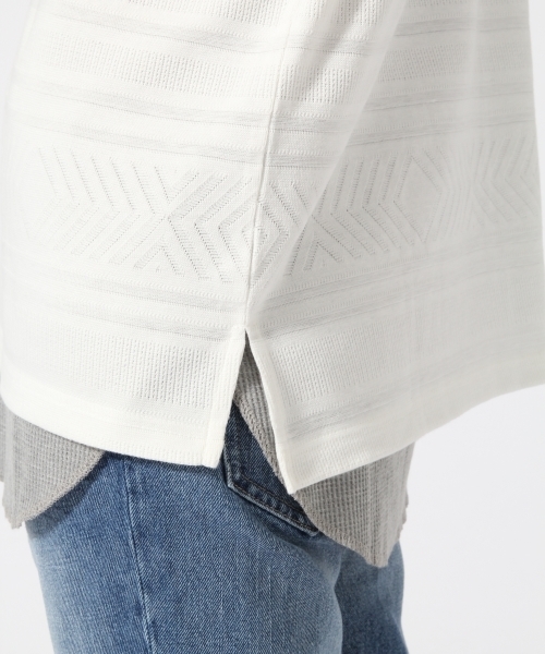 RAGEBLUE(レイジブルー)の「リンクスジャガードTシャツ/721603(Tシャツ/カットソー・メンズ・ブルー/グレー/オリーブ/キャメル/ホワイト・MEDIUM/LARGE)」の10枚目の写真