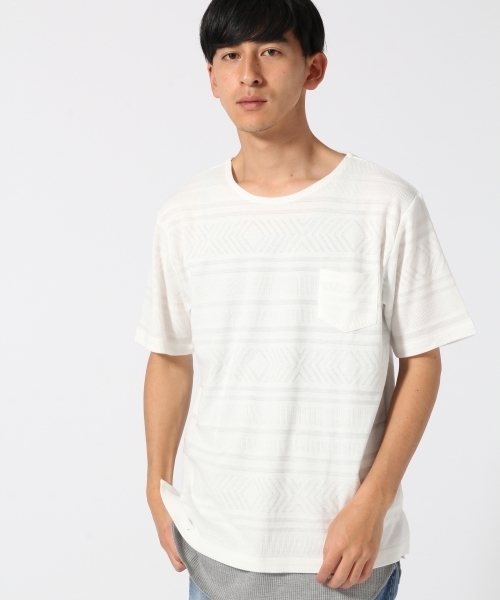 RAGEBLUE(レイジブルー)の「リンクスジャガードTシャツ/721603(Tシャツ/カットソー・メンズ・ブルー/グレー/オリーブ/キャメル/ホワイト・MEDIUM/LARGE)」の19枚目の写真