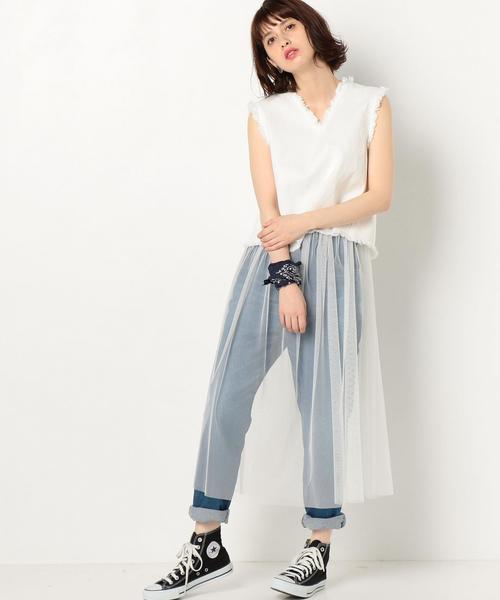 Another Edition(アナザーエディション)の「チュールロングチュニック/AEMBC チュール LONG TU(チュニック・レディース・オフホワイト/ブラック/ピンク・FREE)」の1枚目の写真