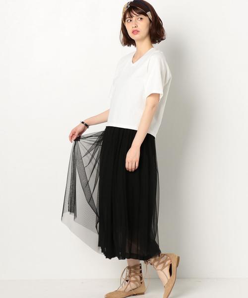 Another Edition(アナザーエディション)の「チュールロングチュニック/AEMBC チュール LONG TU(チュニック・レディース・オフホワイト/ブラック/ピンク・FREE)」の2枚目の写真