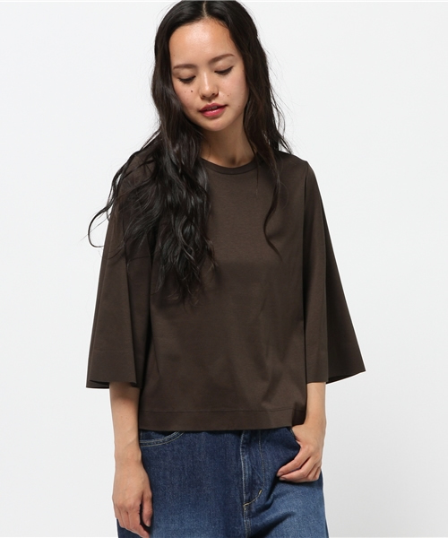 HELIOPOLE(エリオポール)の「フレアスリーブ ボンディングプルオーバー(Tシャツ/カットソー・レディース・ネイビー/ブルー系その他/ダークブラウン・38)」の12枚目の写真