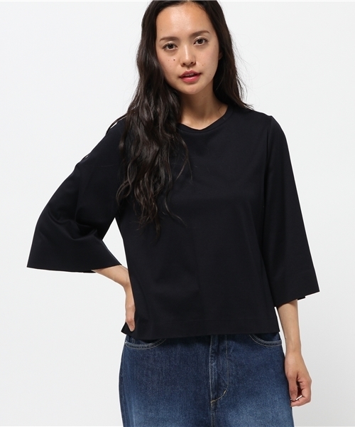 HELIOPOLE(エリオポール)の「フレアスリーブ ボンディングプルオーバー(Tシャツ/カットソー・レディース・ネイビー/ブルー系その他/ダークブラウン・38)」の3枚目の写真