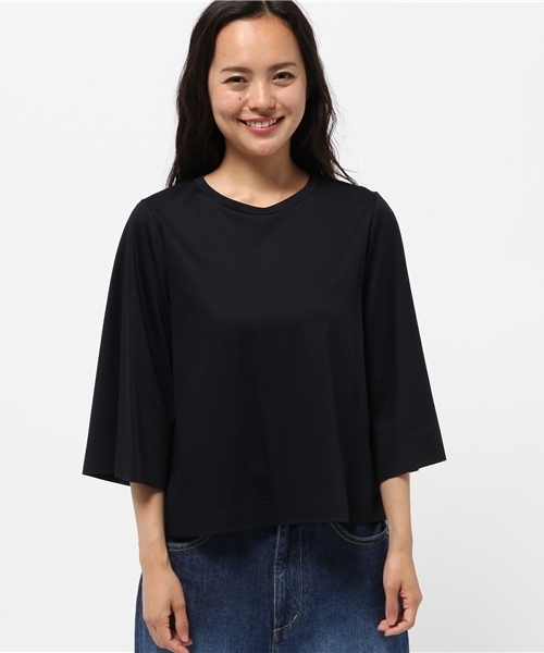 HELIOPOLE(エリオポール)の「フレアスリーブ ボンディングプルオーバー(Tシャツ/カットソー・レディース・ネイビー/ブルー系その他/ダークブラウン・38)」の4枚目の写真