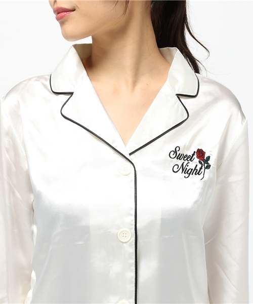 WC（ダブル シー）の「WC/サテン刺繍ルームウェア（ルームウェア/パジャマ・レディース・ホワイト/ピンク/ブラック・FREE）」の11枚目の写真