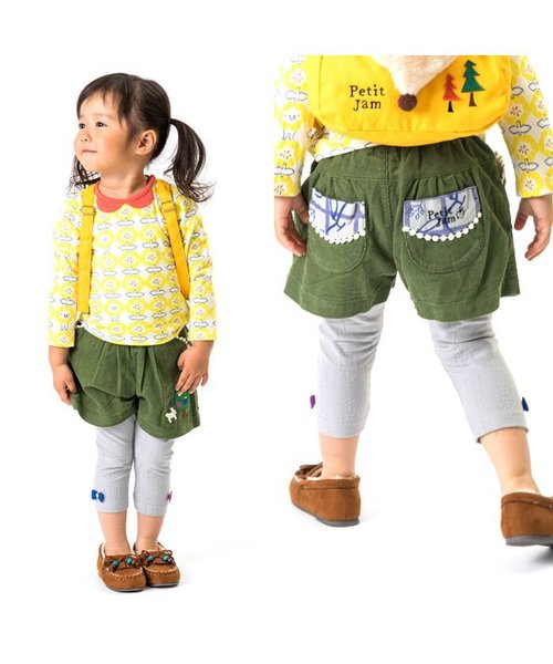 Petit jam（プチジャム）の「秋の柄と無地のショートパンツ（その他パンツ・キッズ・カーキ/オレンジ/ブルー/マスタード・100/120/95/130/90/110/80）」の5枚目の写真