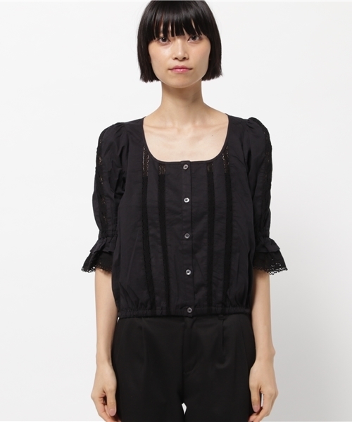 SLY（スライ）の「TIROL LACE FRILL TOPS（Tシャツ/カットソー・レディース・ブラック/オフホワイト・1/2）」の8枚目の写真