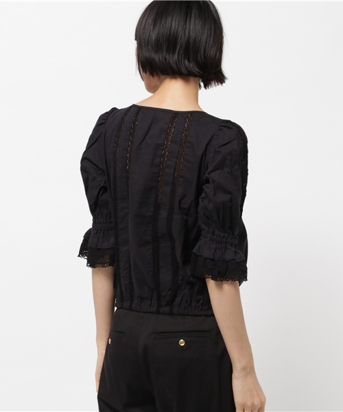 SLY（スライ）の「TIROL LACE FRILL TOPS（Tシャツ/カットソー・レディース・ブラック/オフホワイト・1/2）」の3枚目の写真