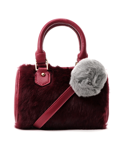 PLAIN CLOTHING（プレーンクロージング）の「ファーハンドバッグ【PLAIN CLOTHING】（ショルダーバッグ・レディース・ブラック/ボルドー/グレー・FREE）」の3枚目の写真